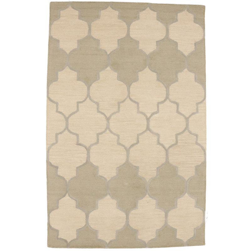 Tapis crème moderne touffeté à la main Jashyra 5 pi x 8 pi crème