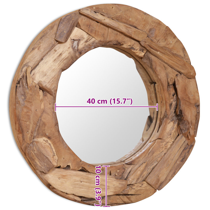 Caroline Wood Flat Wall Mirror, 60cm H x 60cm W