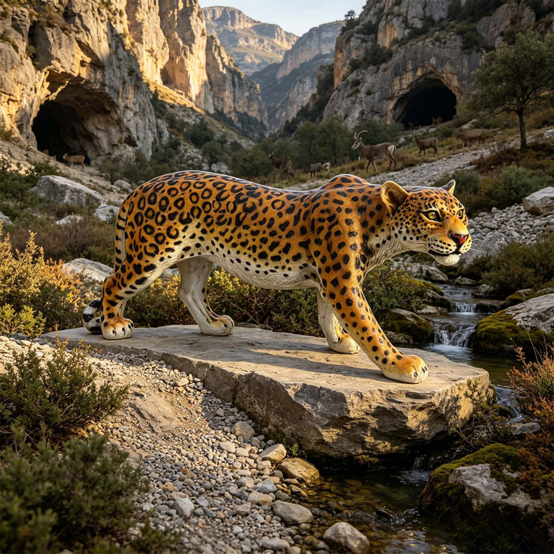 Statue de jardin réaliste léopard, sculpture de guépard en résine réaliste de 32 po, ornement animal de la faune imperméable pour patio