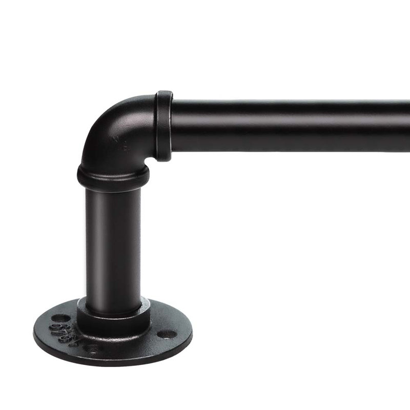 Einstein 1 Inch Industrial Blackout Curtain Rod for Windows Ceiling/Wall Mounted Adjustable Length, 16" - 28", Matte Black