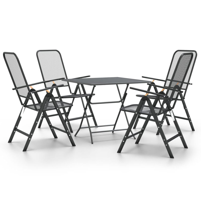 Garden Dining Set Anthracite Expanded Metal Mesh E Coating Durable Dining Set
