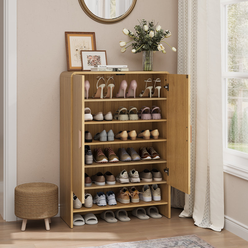 24-Pair Shoe Storage Cabinet, Oak