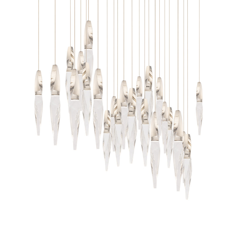 Polished Nickel 23-Light Crystal LED Island Pendant