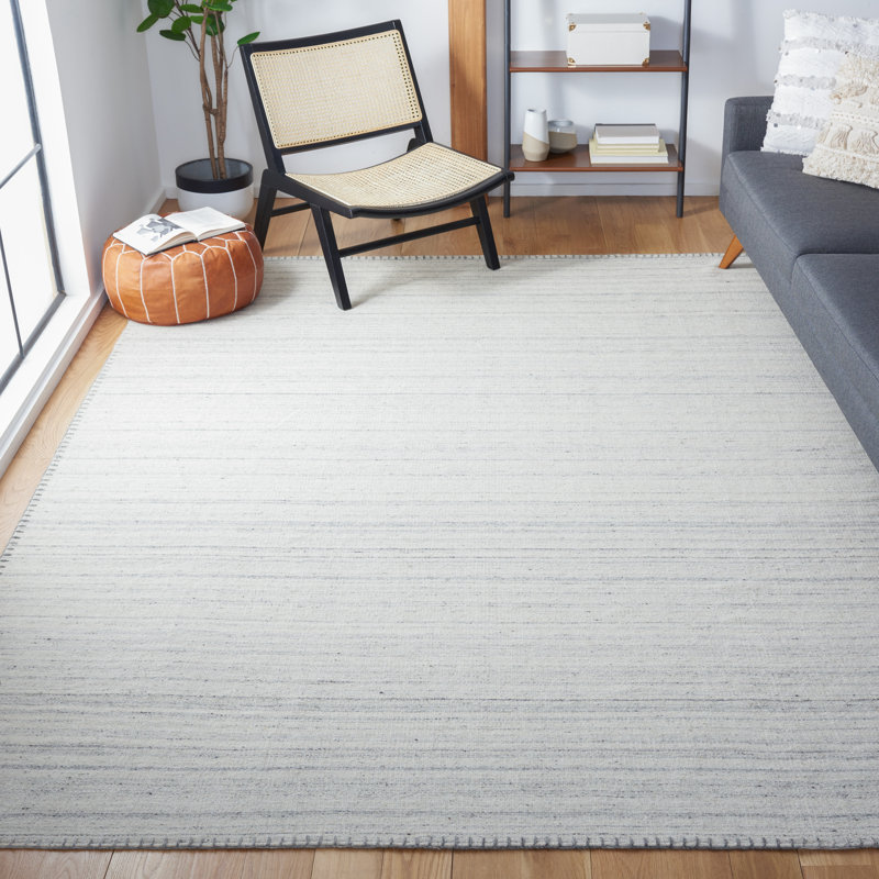 Tapis en laine / coton à tissage plat Gramm en beige / gris clair, Rectangle 6 pi x 9 pi