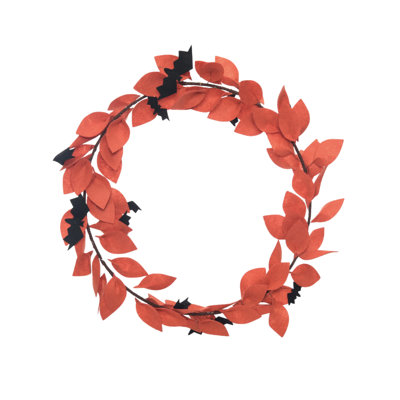 Ophelia & Co. Fabric 11.81 in. Orange Harvest Bats Wreath