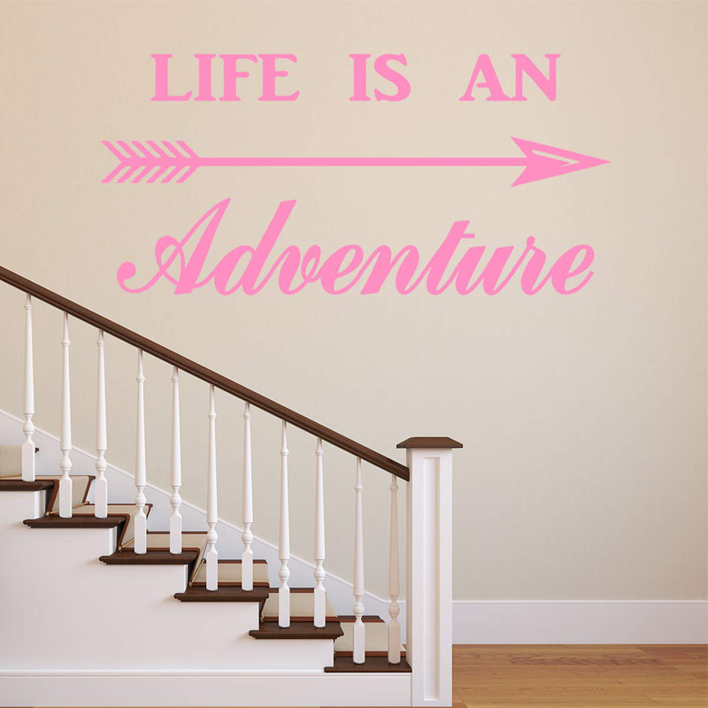 Décalcomanie murale « life is a adventurer adventurer », H 15 po x l 30 po, Rose