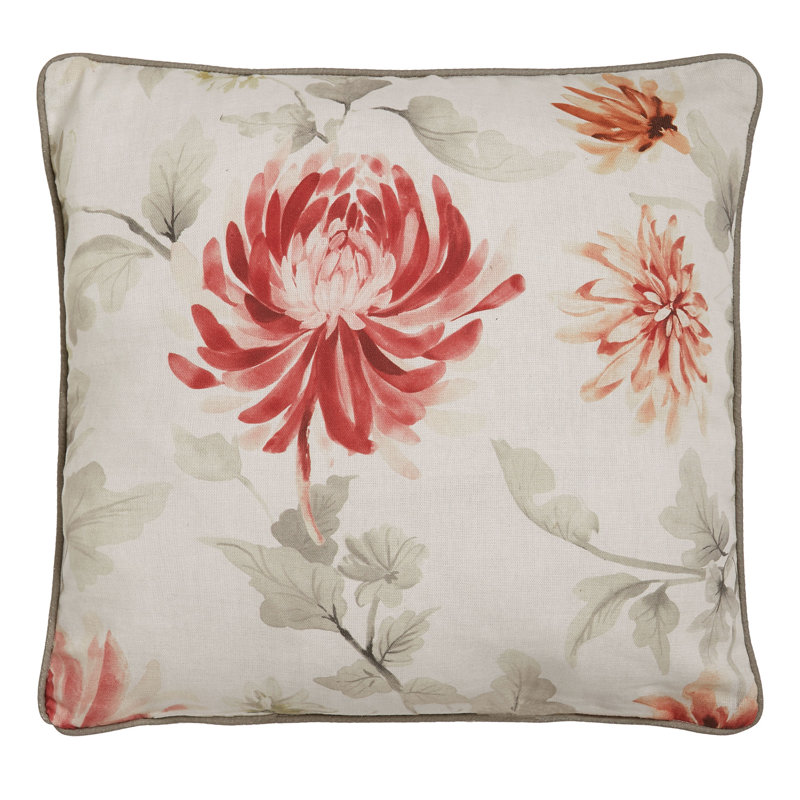Kamila Floral Red Square Cushion, Polyester