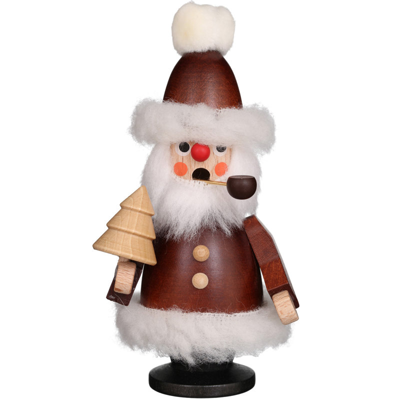Natural Wood Santa with Pipe Incense Burner