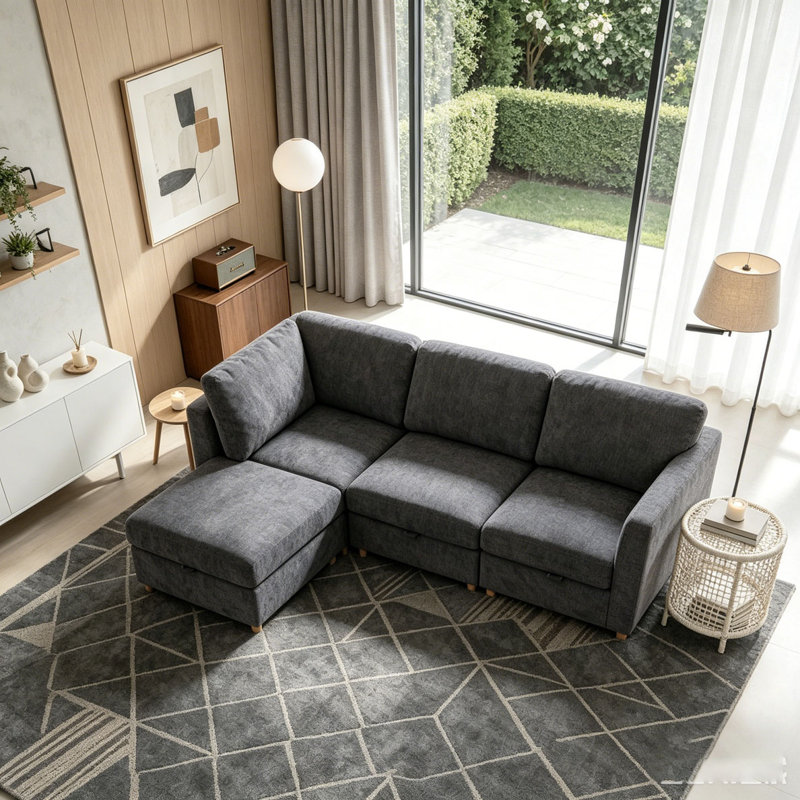 Canapé modulaire modulaire, Grey+4 Seat