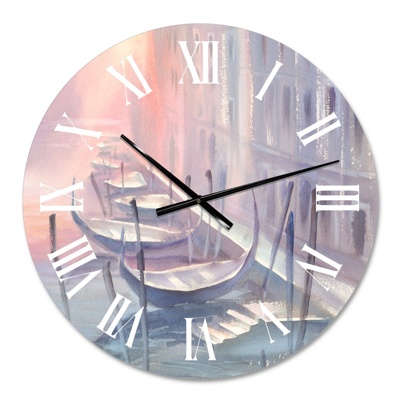 Pastel GOndoLas à Venise pendant le matin I - Horloge murale traditionnelle, Petit
