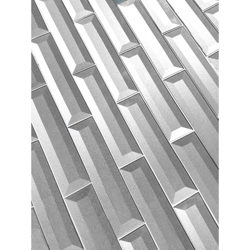 Secret Dimensions 2 in. x 8 in. Diamond Grade Glass Reverse Beveled Subway Decorative Kitchen & Bathroom Wall Tile