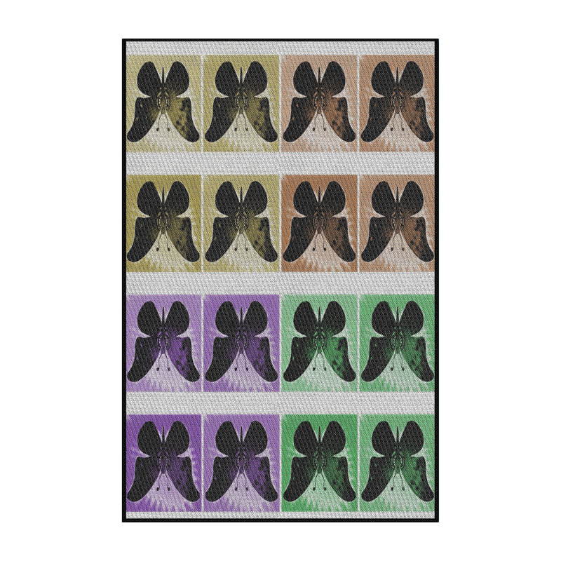 Tapis violet/rouge/vert à motif, Rectangle 3 pi x 5 pi
