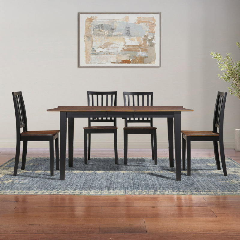 Joplin Solid Wood Extendable Dining Set, 5 Pieces: Table, 4 Chairs