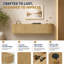 Meuble télé mural flottant de 55 po avec portes cannelées, console multimédia avec trous de rangement pour câbles, convient au salon et à la chambre à coucher, s'adapte à tous les styles de décoration