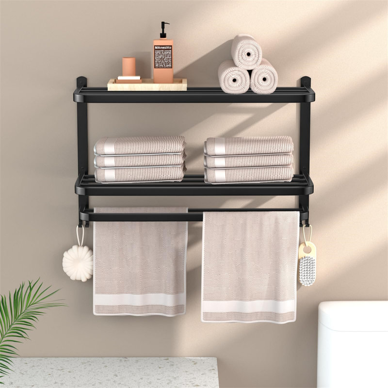 Bissonet Wall Towel Rack, Black