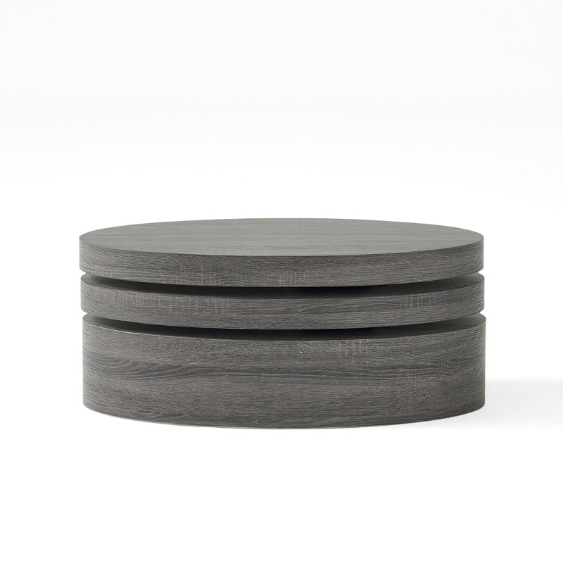 Table basse ovale avec plateau tournant pour un décor moderne et un rangement ouvert