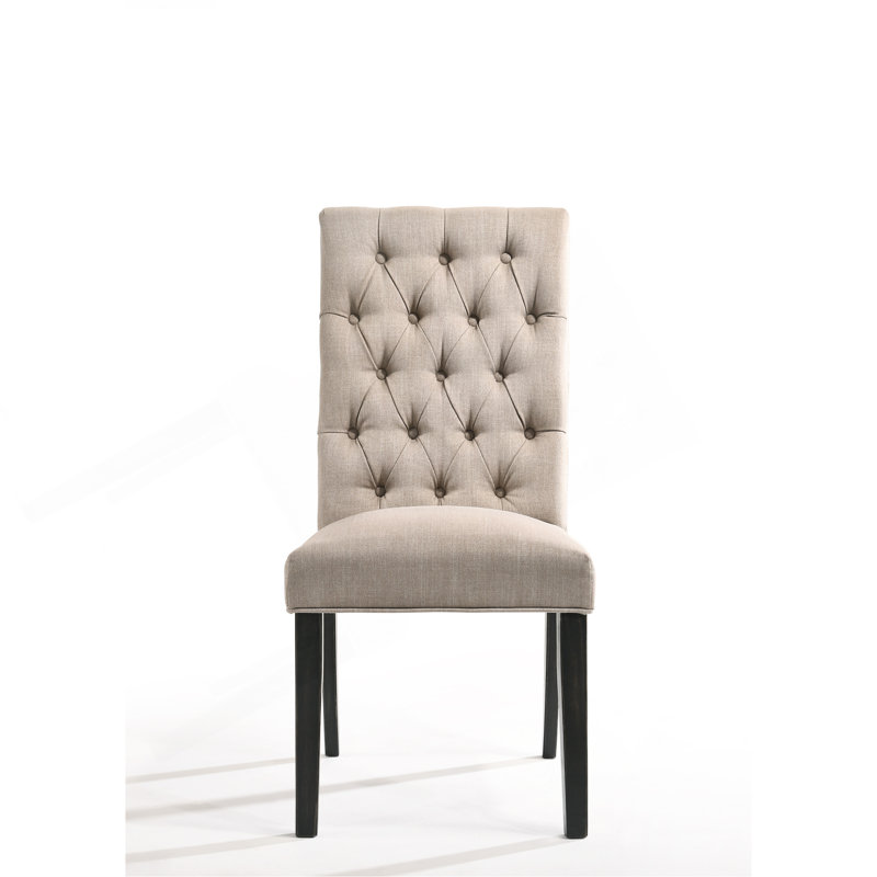 Ensemble de 2 chaises d'appoint Morland en lin brun clair et finition noire rétro