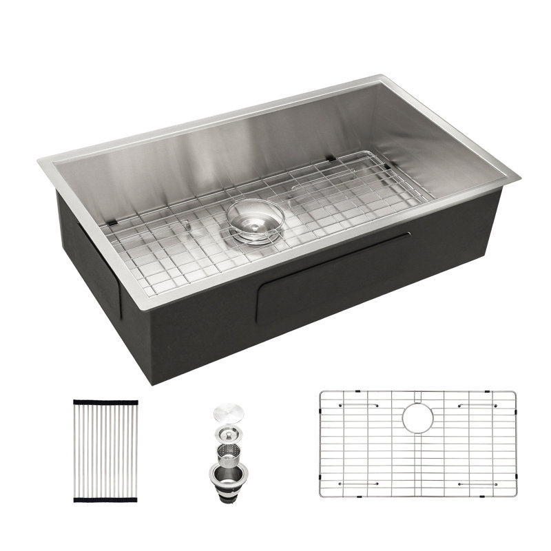 33 Inch Undermount Sink - 33"X19"X9" Undermount Stainless Steel Kitchen Sink 16 Gauge 9 Inch Deep Single Bowl Kitchen Sink Basin