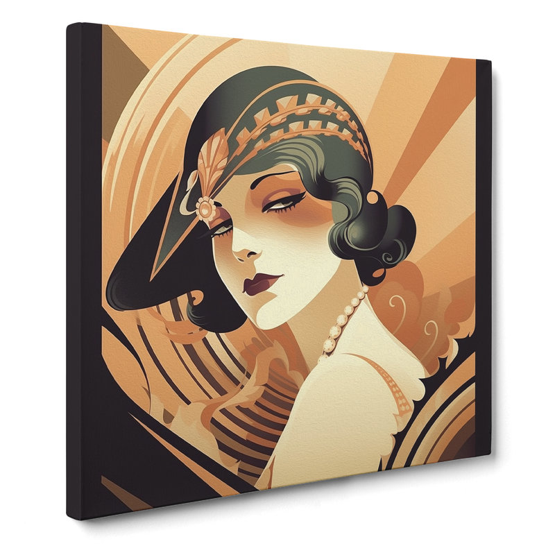 Woman Retro - Wrapped Canvas - Framed Print, 35cm H x 35cm W x 3cm D