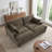 Oversized Upholstered Camel Chenille Sleeper Sofa Bed Lounge sofa with Armrests & Throw Pillows-2021870857