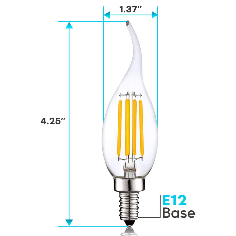 7 Watt (100 Watt Equivalent), CA11 LED, Dimmable, Natural White, E12/Candelabra Base, 2700K, 24