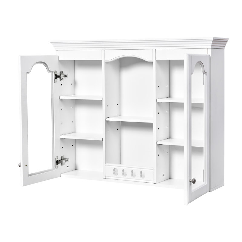 Vase de salle de bain mural blanc, étagère ajustable pour petits articles, armoire de pharmacie blanche, grand espace de rangement