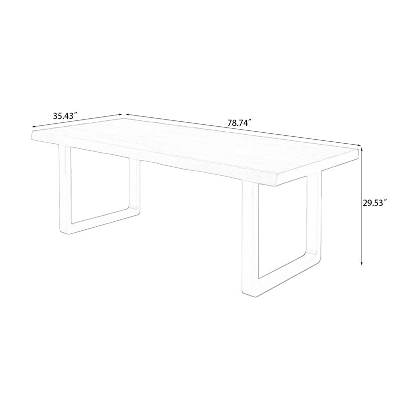 Table de salle à manger rectangulaire en bois massif Nut-Brown, H 29,53 po x l 78,74 po x P 35,43 po