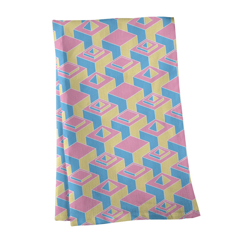 Patricia Geoffrey Tea Towel Kitchen Towel, Yellow/Blue/Pink, Poly Twill