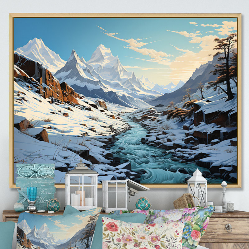 Beryle Glacier Frozen Majesty Winter I - reproduction, 34" H x 44" W, Silver Picture Framed