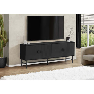 Meuble télé, 60 po, console, meuble multimédia, armoire de rangement, salon, métal stratifié, contemporain, moderne