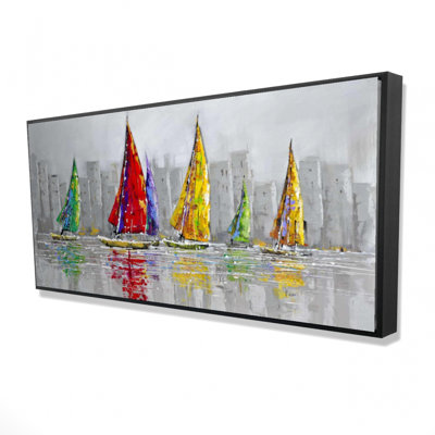 Sailboats In The Wind Print On Canvas