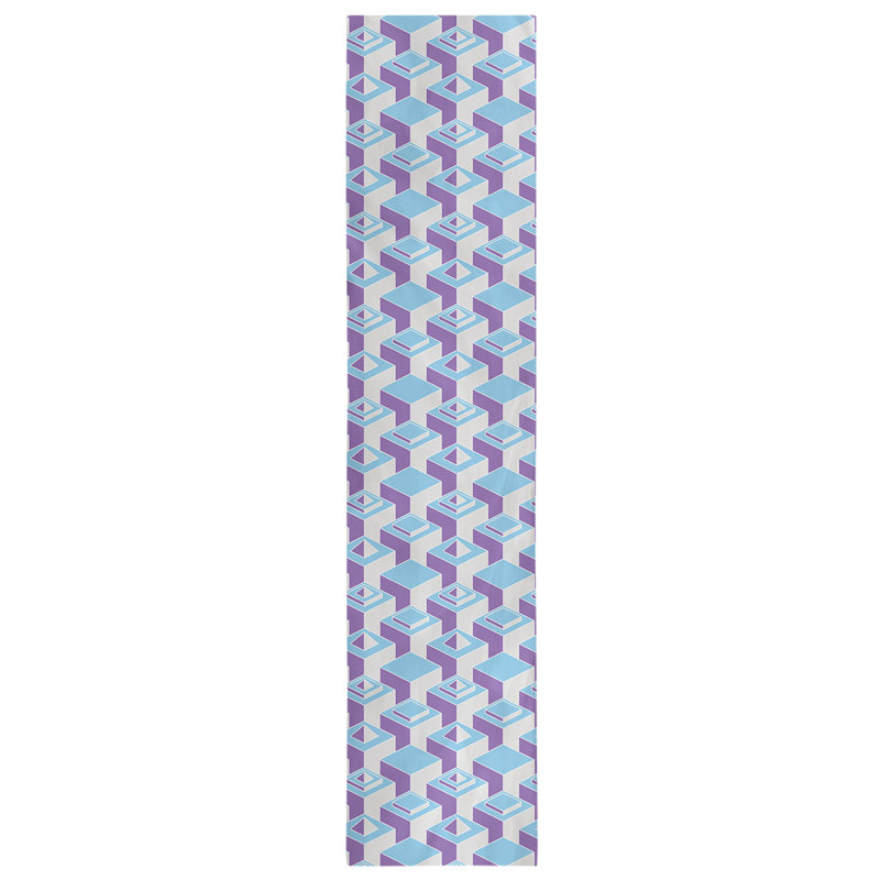 Chemin de table Classic Skyscrapers, 16 po x 90 po, Bleu sarcelle clair / mauve