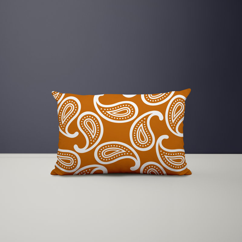 Paisley Outdoor Reversible Throw Pillow, Orange