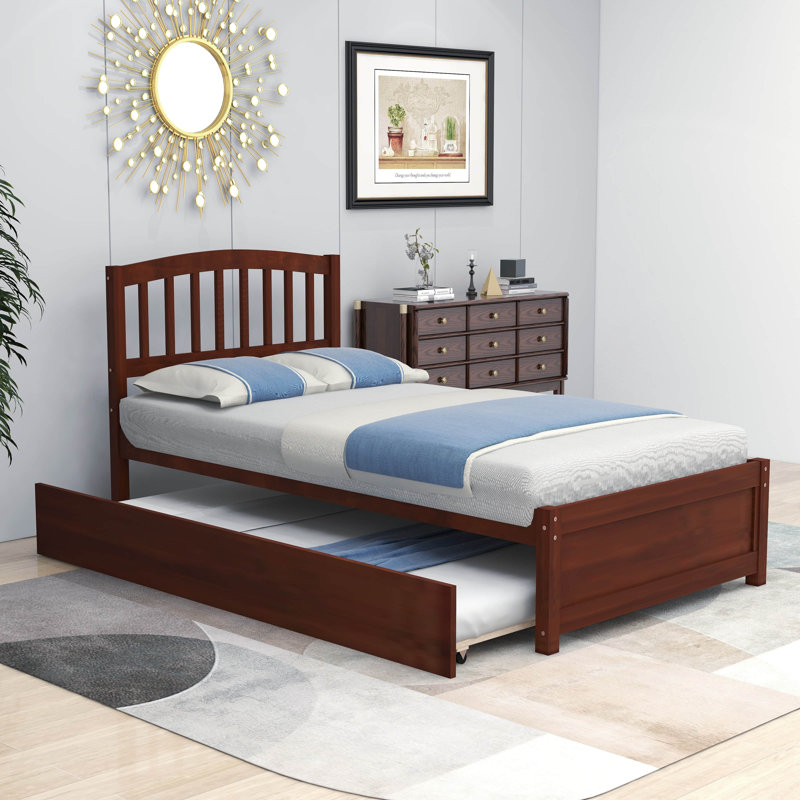 Betio Twin Platform Bed with Trundle, Walnut