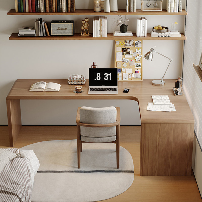 Bureau rectangulaire en bois massif brun clair, H 29,53 po x l 70,87 po x P 55,12 po, Retour à droite