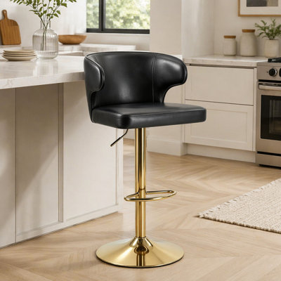 Chaise de bar moderne et rotative réglable, chaise pivotante avec dossier en cuir de polyuréthane