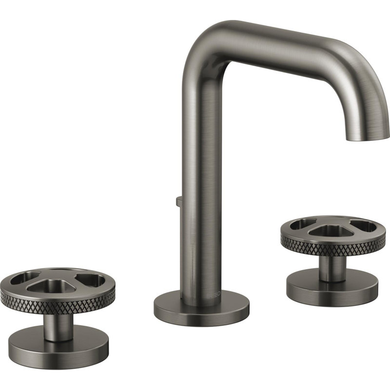 Litze® Widespread Lavatory Faucet With High Spout, Luxe Steel, Wheel Handle, 1.2 GPM