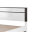 Ensemble de chambre à coucher grand lit, blanc, bois gris métallique, ensemble de 3 pièces avec 2 tables de chevet-130997580