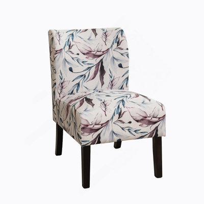 Print Fabric Armless Contemporary Accent Chair, Floral