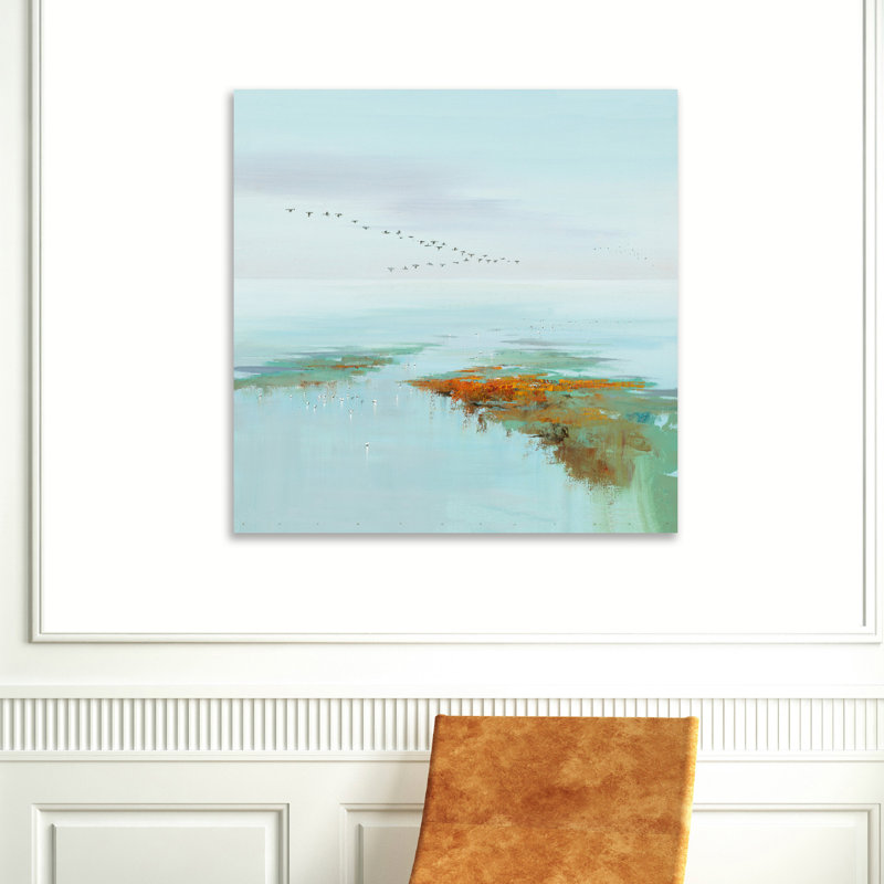 « flying oiseaux », reproduction de peinture à l’acrylique sur toile tendue, H 48 po x l 48 po x P 1,5 po