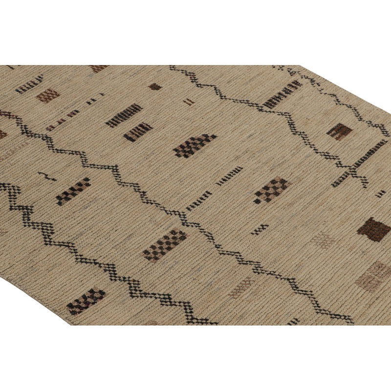 Moroccan Hand Knotted Geometric Area Rug, Rectangle 10' x 14'