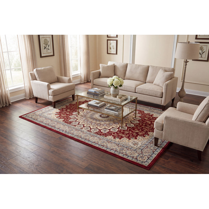 Tapis de zone rouge oriental Attell, Rectangle 7 pi 10 po x 11 pi 2 po