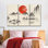 Pavillon japonais, coucher de soleil sur toile, 3 pièces