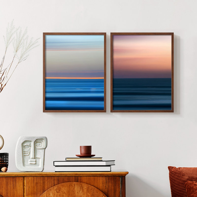 Coucher de soleil coucher de soleil III - reproduction encadrée de qualité supérieure - prête à être accrochée - aucun clou requis - aucun clou requis