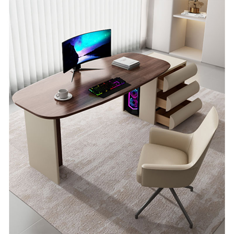 Modern Light Luxury Solid Wood Desk, 29.92" H x 62.99" W x 27.56" D