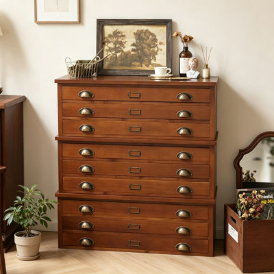 Retro Simple Brown Modular Solid Wood Accent Chest