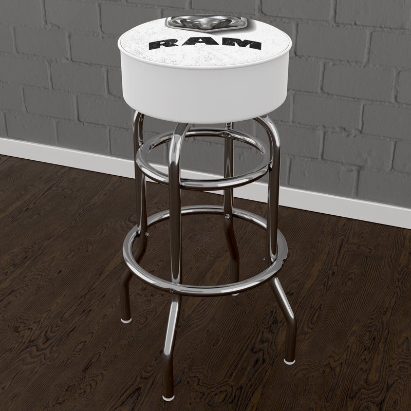 Swivel Upholstered Counter Stool with Metal Frame, White
