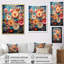 Rose et bleu abstrait botanique sur toile-97051771-97051773
