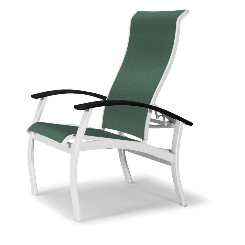 Chaise de patio Askar, Vert forêt 22D Sunbrella® vert, Noir, Blanc brillant