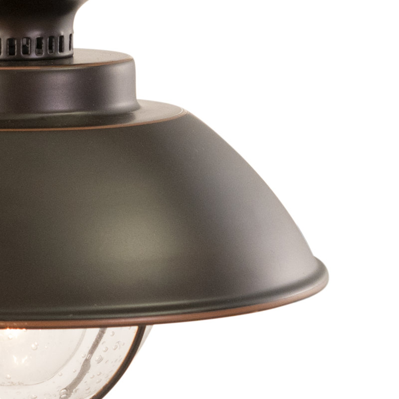 Mohnton 10.25 in. H 1-Light Burnished Bronze Coastal Outdoor Wall Sconce made of Durable Steel, Clear Seeded Glass Shade, LED Compatible, Use for Exterior Porch Patio Front Door or Garage